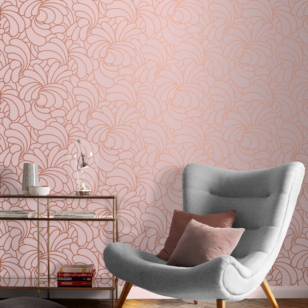 Bananas Copper Blush Wallpaper 105281 by Graham & Brown in Pink Copper